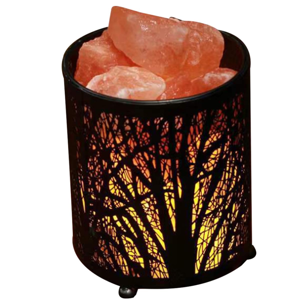 Hohopeti Lampe de Sel Décorative Fer Forgé avec Lumière Douce Lampe de Bureau Compacte et Rustique pour Chevet et Salon Éclairage Ambiance Chaleureux