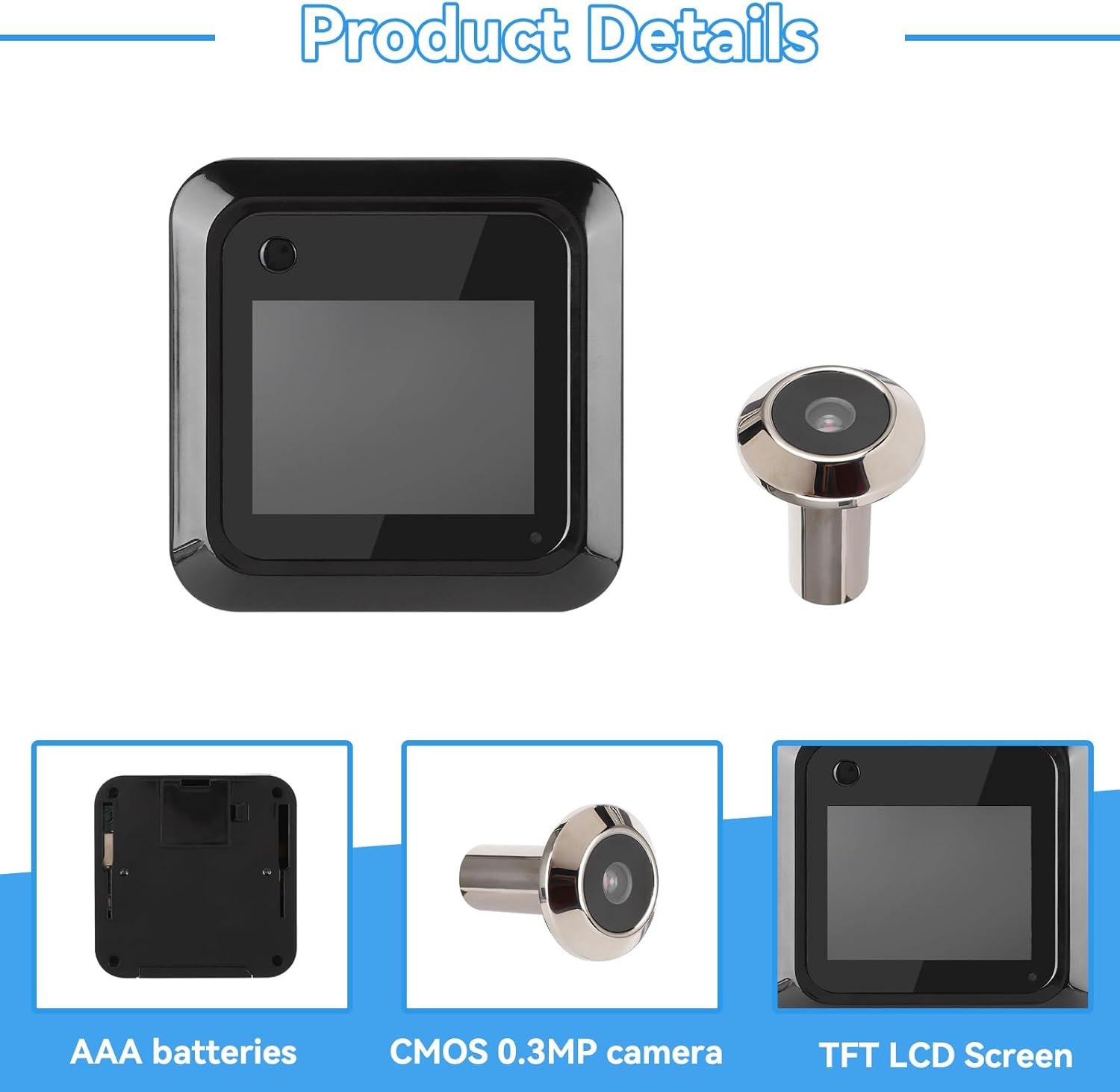 Digital Door Viewer, 2.4in 0.3mp 95 Degree Wide Angle Front Door Peephole Camera LCD Screen Digital Camera Electronic Viewer Security Digital Door Eye Viewer