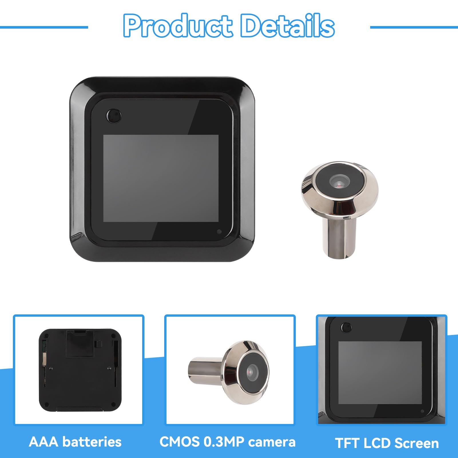 Spioncino digitale da 2,4 pollici, 0,3 MP, grandangolare a 95 gradi, per porta anteriore, con schermo LCD, fotocamera digitale, spettatore elettronico di sicurezza