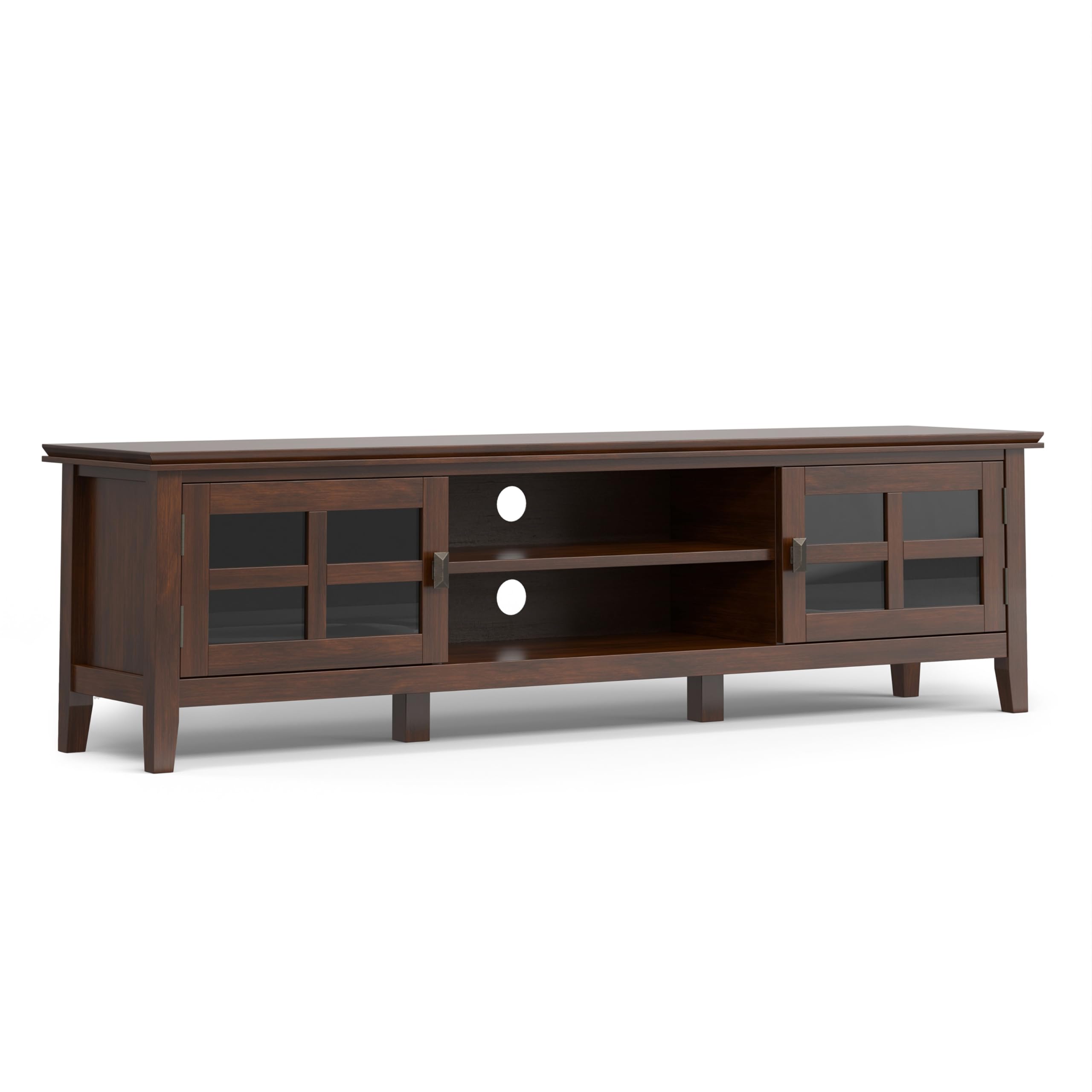 SIMPLIHOME Artisan Solid Wood 72 inch Wide Transitional TV Media Stand in Russet Brown for TVs up to 80 inches for The Living Room and Entertainment Center