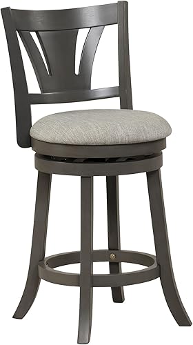 COSTWAY Taburete de bar para isla de cocina, taburete de bar giratorio de 26.5 pulgadas con respaldo curvado y asiento acolchado suave, patas de