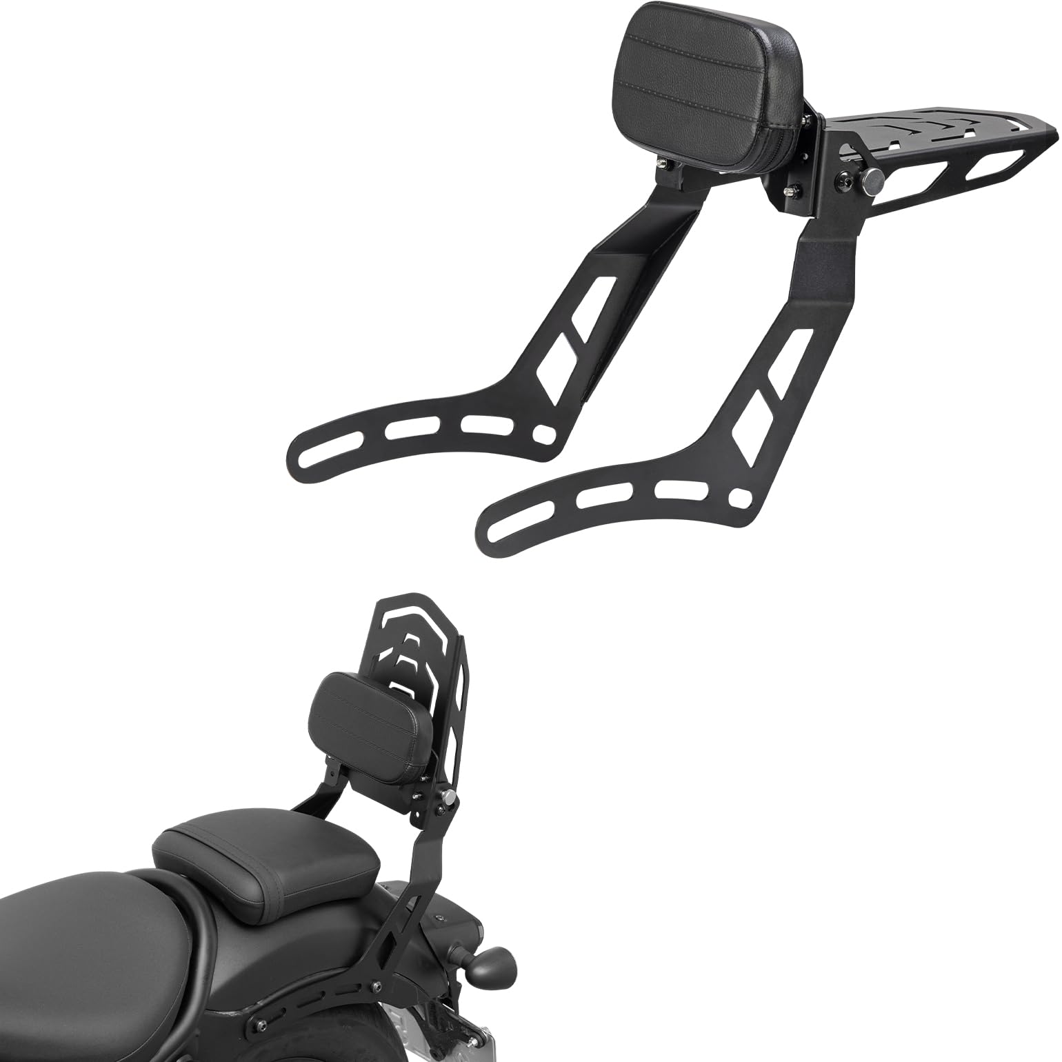 FTKDMT Short Sissy Bar Backrest – Matte Black Steel Rear Passenger Rest For Honda Rebel 300/500 (2017-2023)