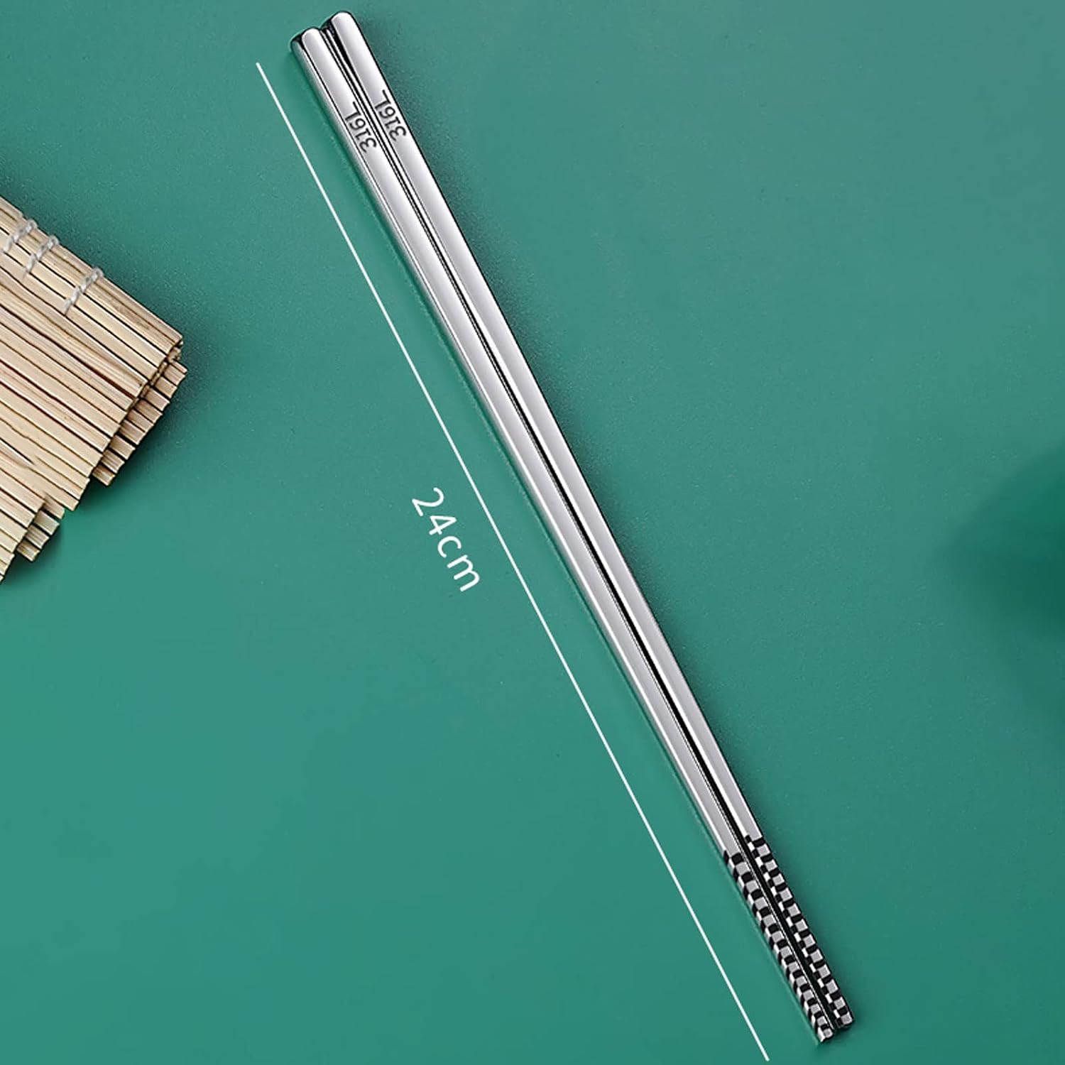 Chopsticks 10 pairs of food grade 304 stainless steel chopsticks,Silver Metal Chopsticks Set,24cm