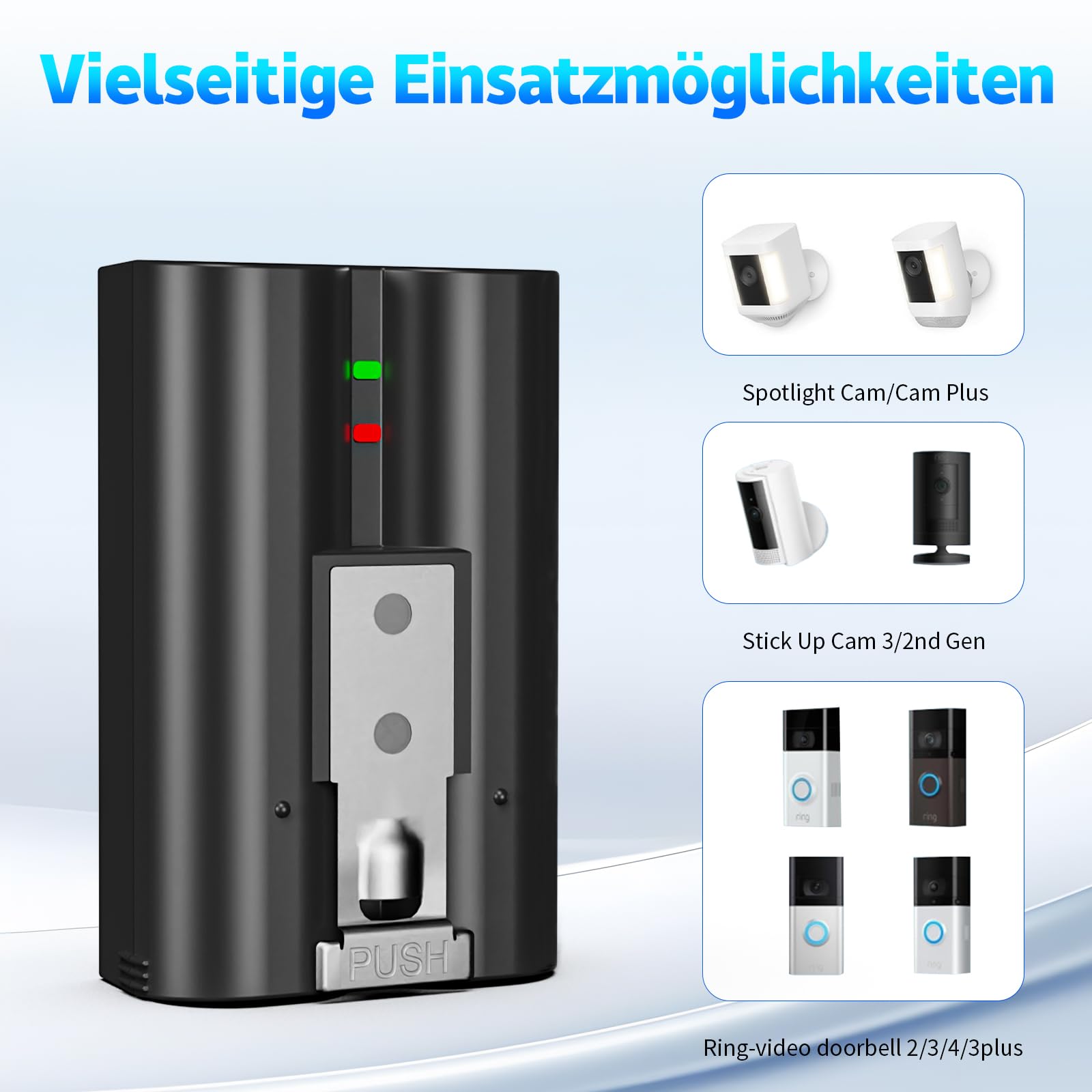 7200mAh Ersatz für Ring Akku 2026 Upgraded Chip kompatibel mit Ring-Doorbell 2/3/4/3plus, Stick Up Cam(2nd/3rd Gen), Spotlight Cam Wiederaufladbare Battery 1Stück