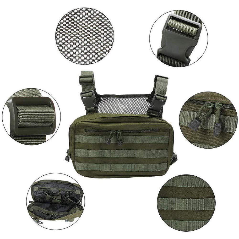Clape Functional Chest Bag Tactical Molle Chest Pack Hip Hop Streetwear Rig Pouch Combat Vest Pouch Laptop Backpack Green BDB03 - Image 4