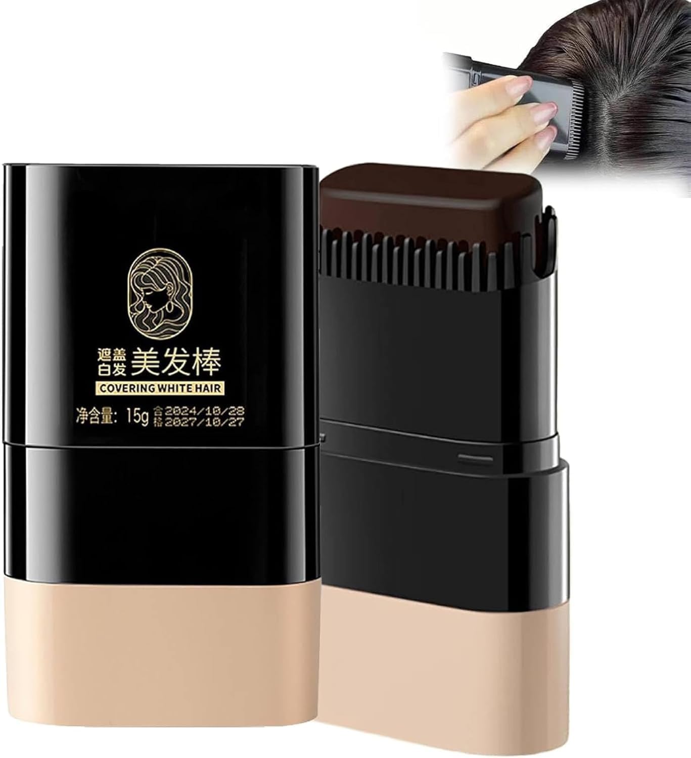 NVF Hair Dye Comb - Waterproof and Sweat-Proof Hair Colour Stick - Hair Stick for Grey Hair with Easy-to-Use Hair Comb for Quick Touch-Ups and Lasting Coverage (Brown)-image-42