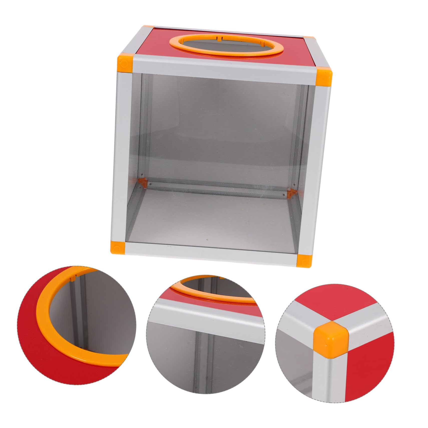 NUOBESTY Roter Kasten aus Aluminiumlegierung und MDF mit Großem Innenraum Multifunktionale Party Spielkiste Vorschlags- und Spendenbox für Sammelaktionen mit 8 Schrauben