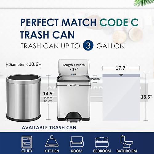 Miniatura 9 de Bolsas de basura pequeñas con cordón de 1 galón, 120 unidades, se adaptan a cubos de basura pequeños de 3 a 4 litros, para el hogar, oficina, baño,