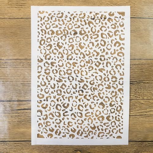 TIAMECH A4 Reusable Leopard Cheetah Spots Stencil for Painting