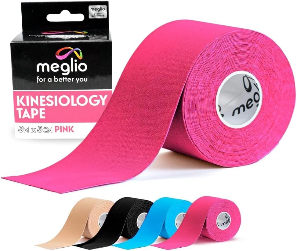 Meglio Kinesiology Tape - Uncut 5m Roll Sports Tape Strapping for Injuries, Support Muscle Tape, K Tape, Physio Tape, Trans Tape, Athletic Tape, Breathable & Waterproof | (Pink)