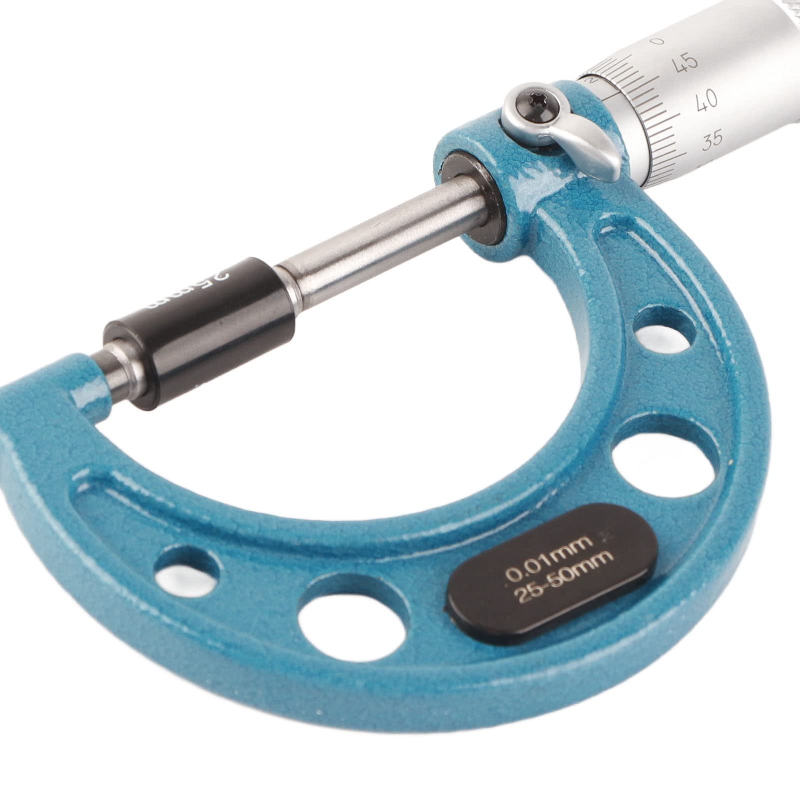 Micromètre Extérieur de Précision, Acier Inoxydable, 25-50mm, avec Clé et Boîte en Plastique, Précision 0,01mm pour Mesure d'Épaisseur