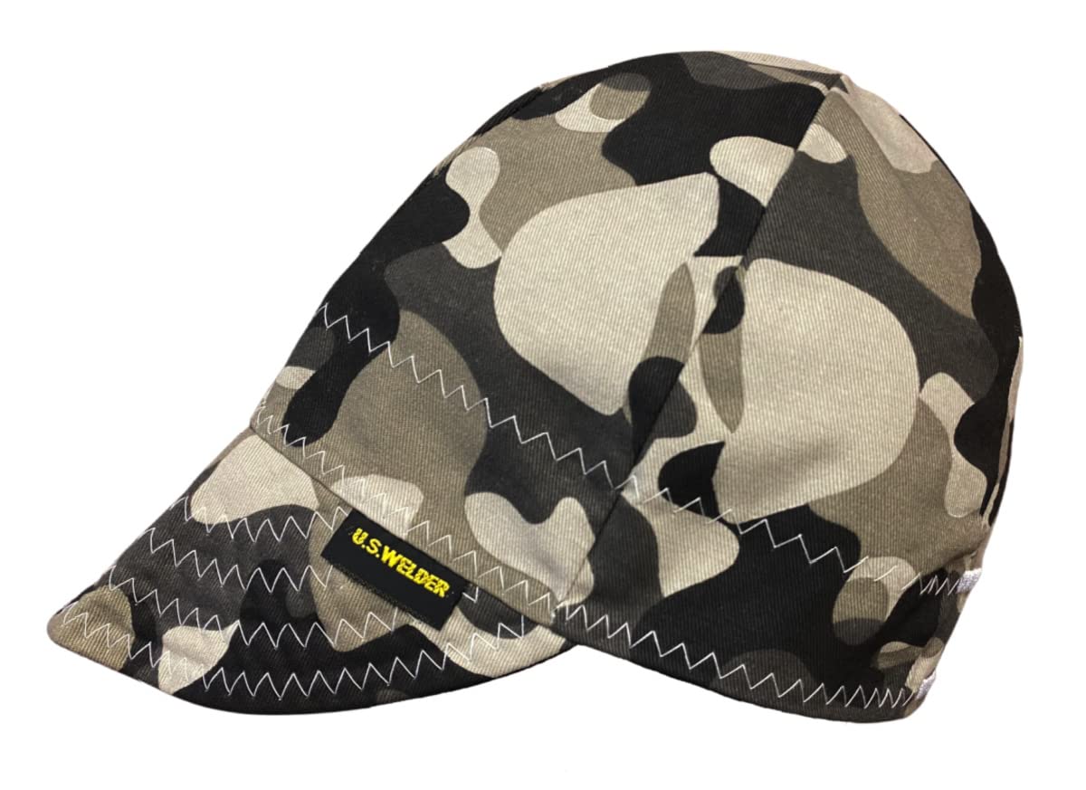 U.S. Welder CAMO Print Reversible Welding Cap (6 7/8, Black/Grey)