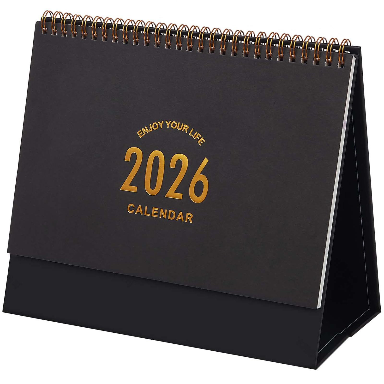 Large Desk Calendar 2026, Monthly Desktop Calendar Use Now to Dec 2026 - Standing Flip Academic Year Calendar 10.5" x 9.9"- Thick Paper Twin-Wire Binding with Stickers for Home or Office (L-Black)