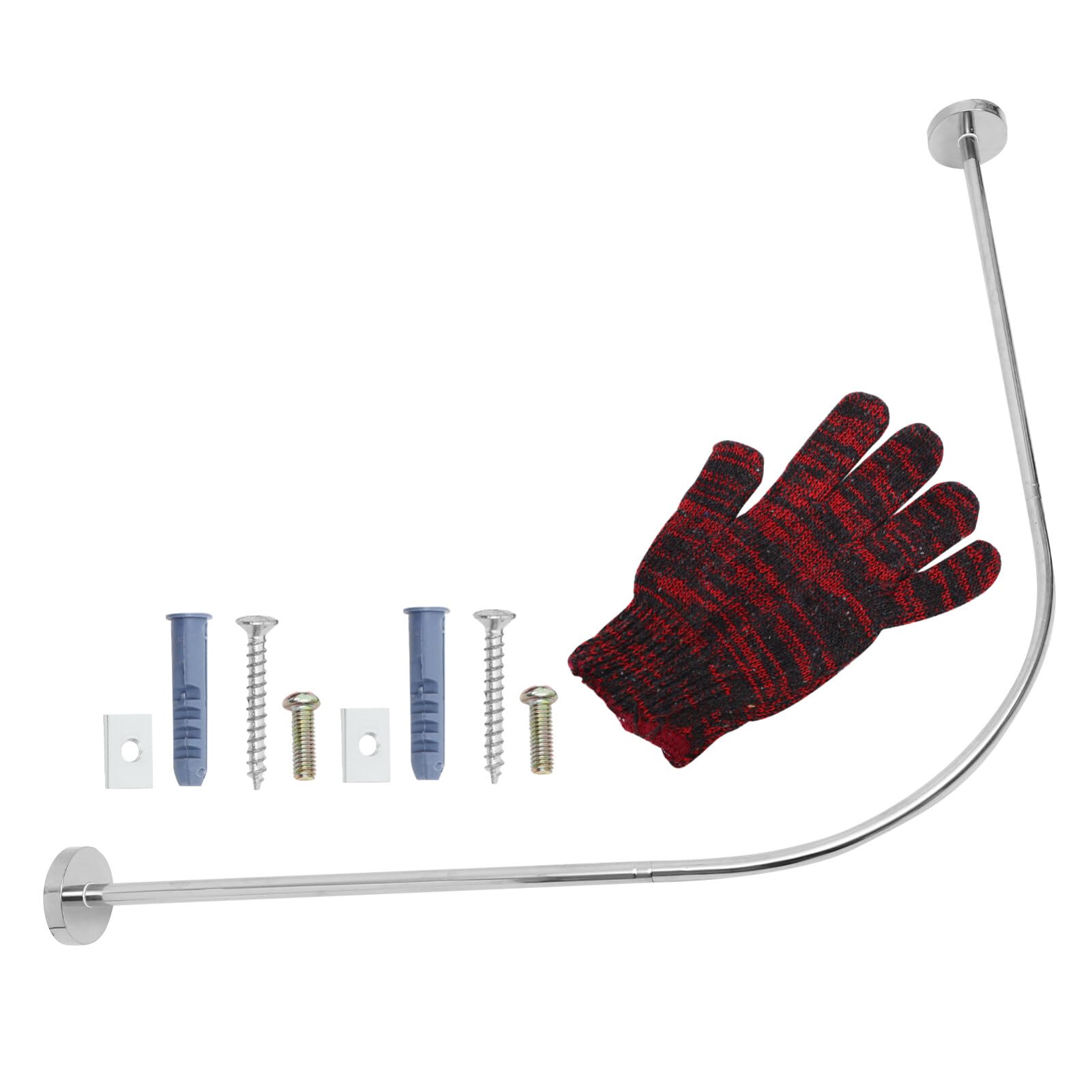 Tringle à Rideau de Bain Arquée U, Lot de 3, Métal | Extensible 110-140cm, Installation sans Perçage, Usage en Angle, Argenté