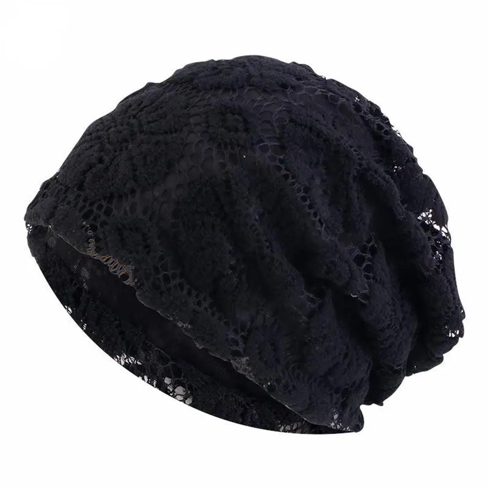 Leichte und atmungsaktive doppellagige Kopfhaube for Umwickeln im Frühling und Herbst FüR Damen(Black)