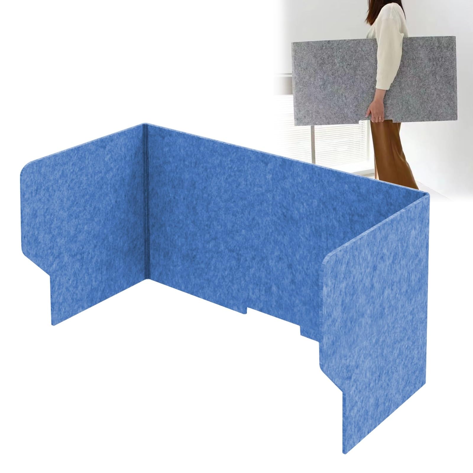 GJZQDKX Noise-Reducing Soundproof Desk Privacy Panel Set - 100cm Office & Home Divider Screen for Cubicles Acoustic & Visual Distraction Control Blue