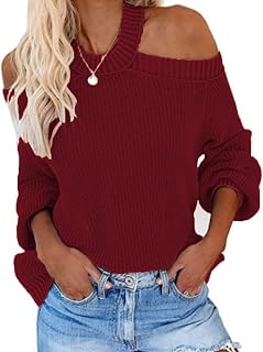 OtoñO E Invierno Moda Casual para Mujer Cuello Redondo Color SóLido SuéTer Sin Tirantes Linterna Jersey De Manga Larga SuéTer Sin Espalda Sexy Suelto Top Mujeres