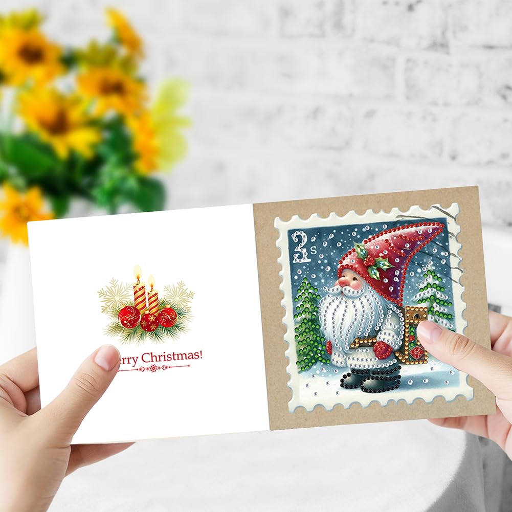 JSRQT 12 Stück 5D DIY Diamond Art Weihnachtskarten – Mit Strass, Kuverts, Bastelset