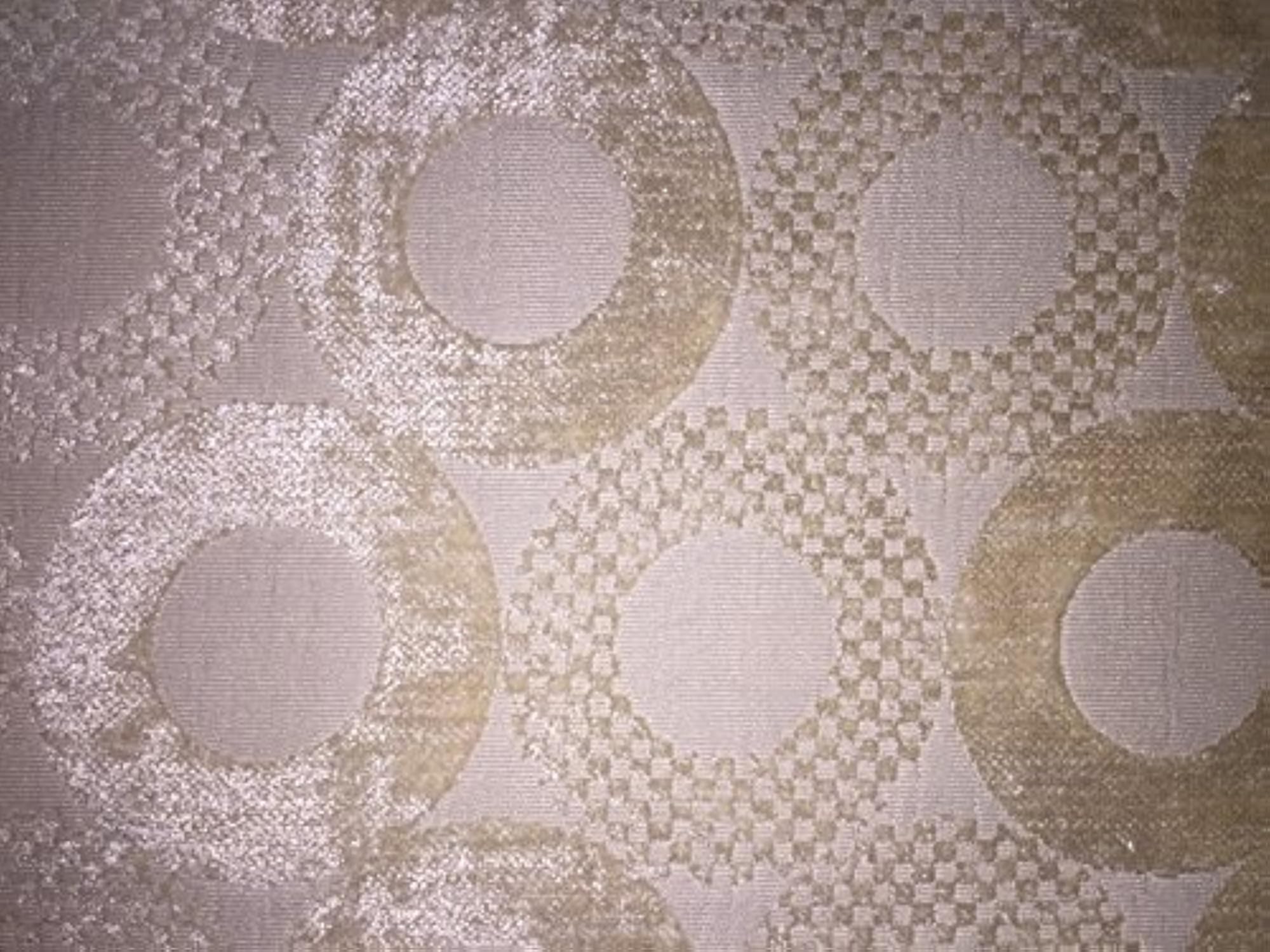 Beige Twinkling Rings Synthetic Suede Fabric