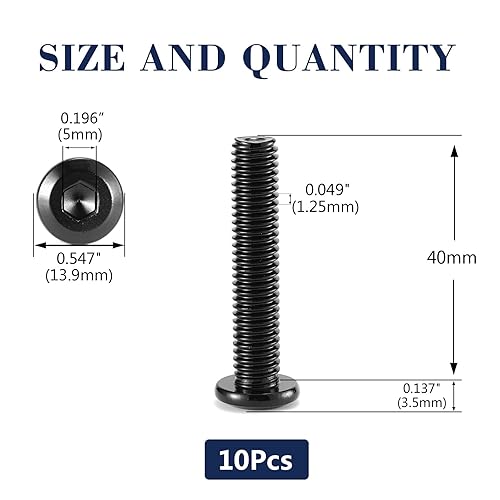 Miniatura 103 de 20 tornillos hexagonales de cabeza plana M6 x 1.575 in, acero inoxidable 304 18-8, rosca completa, óxido negro (con llave hexagonal)