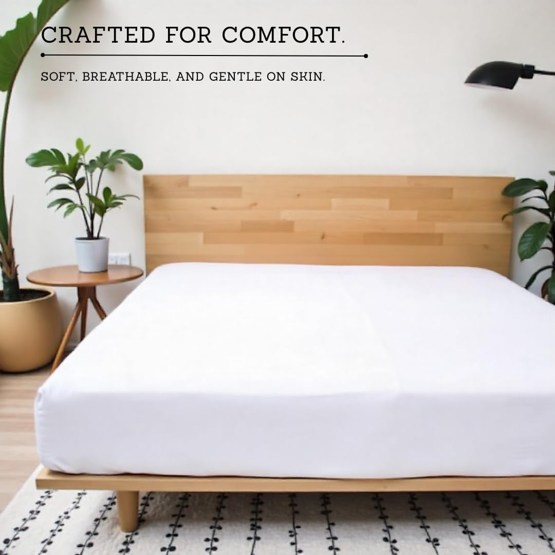 Egyptian Cotton Full Fitted Sheet Only 800 Thread Count Sateen Weave, 18 Inch Deep Pocket, Soft, Breathable & Cooling Fitted Sheet, White