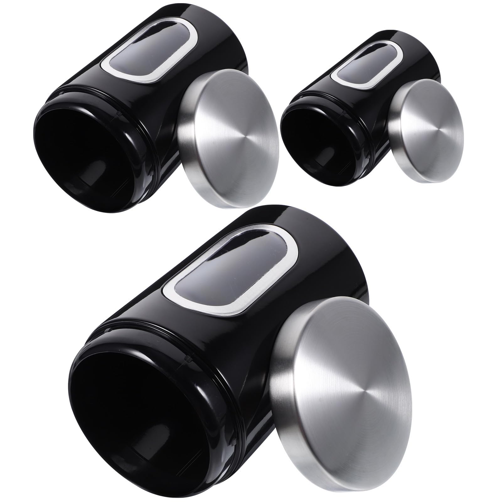 Alipis 3 Pezzi Barattolo Ermetico in Acciaio Inox Nero