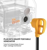 Vista 6 de MECMO Cable de alimentación de 50 amperios a (2) x 110 V 15 amperios para el hogar, adaptador RV Y, cable de alimentación 10/3 STW NEMA 14-50P macho