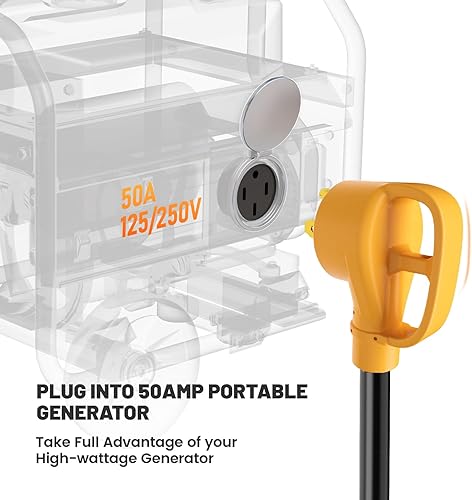 Miniatura 6 de MECMO Cable de alimentación de 50 amperios a (2) x 110 V 15 amperios para el hogar, adaptador RV Y, cable de alimentación 103 STW NEMA 14-50P macho