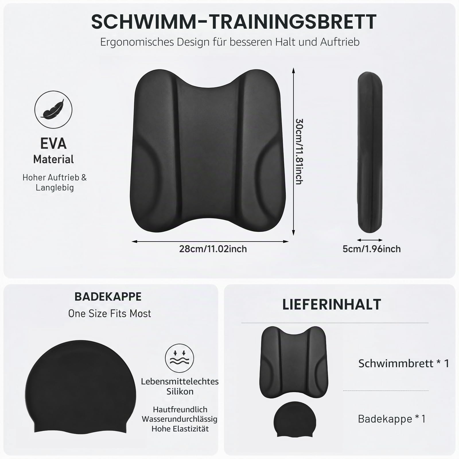 Pull-Kick Schwimmbrett, 2-in-1 Pullbuoy & Schwimmbrett, Schwimmhilfe zur Optimierung von Technik und Wasserlage, Trainingsbrett für Kinder & Erwachsene, für Schwimmtraining Sportvereine, Schulen