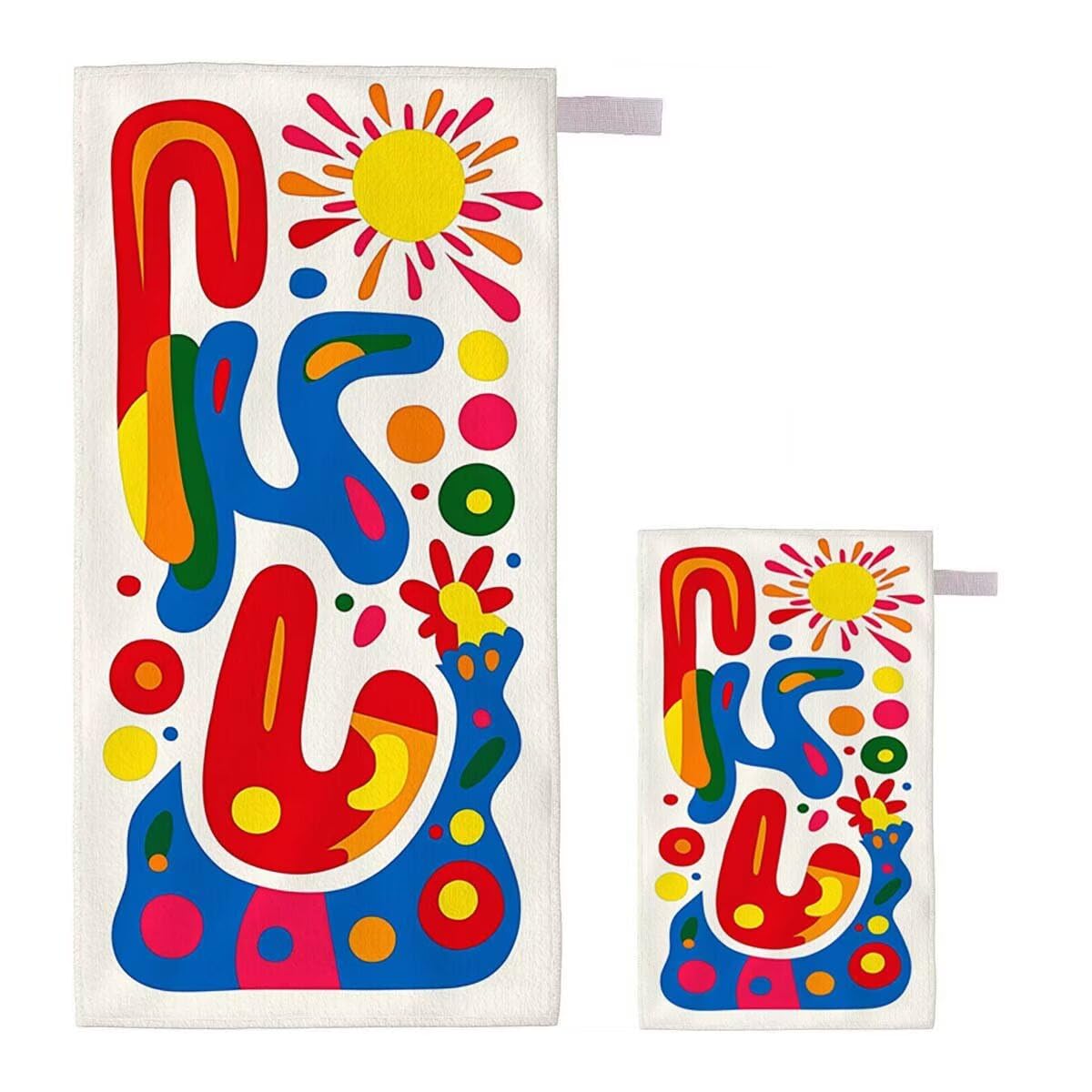 Toalla de Playa Grande 220x100cm/35x70cm, Juego de 2 Toalla Microfibra XXL de Antiarena, Toallas Playa Suave Ligera, Absorbente Secado Rápido, Beach Towel Viaje, Regalo Mujer Hombre (Abstracto) F-73