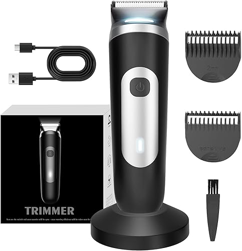 Recortadora eléctrica de pelo corporal para hombres, afeitadora púbica con cuchillas de cerámica (sin níqueles), afeitadora inalámbrica de bolas