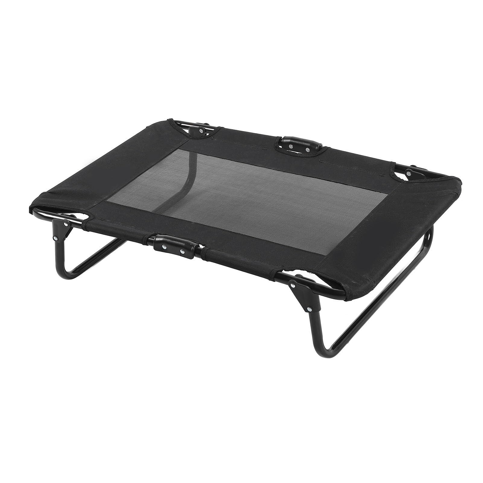 Lit surélevé pour chien AMONIDA noir pliable 76x51x18cm pour grand animal