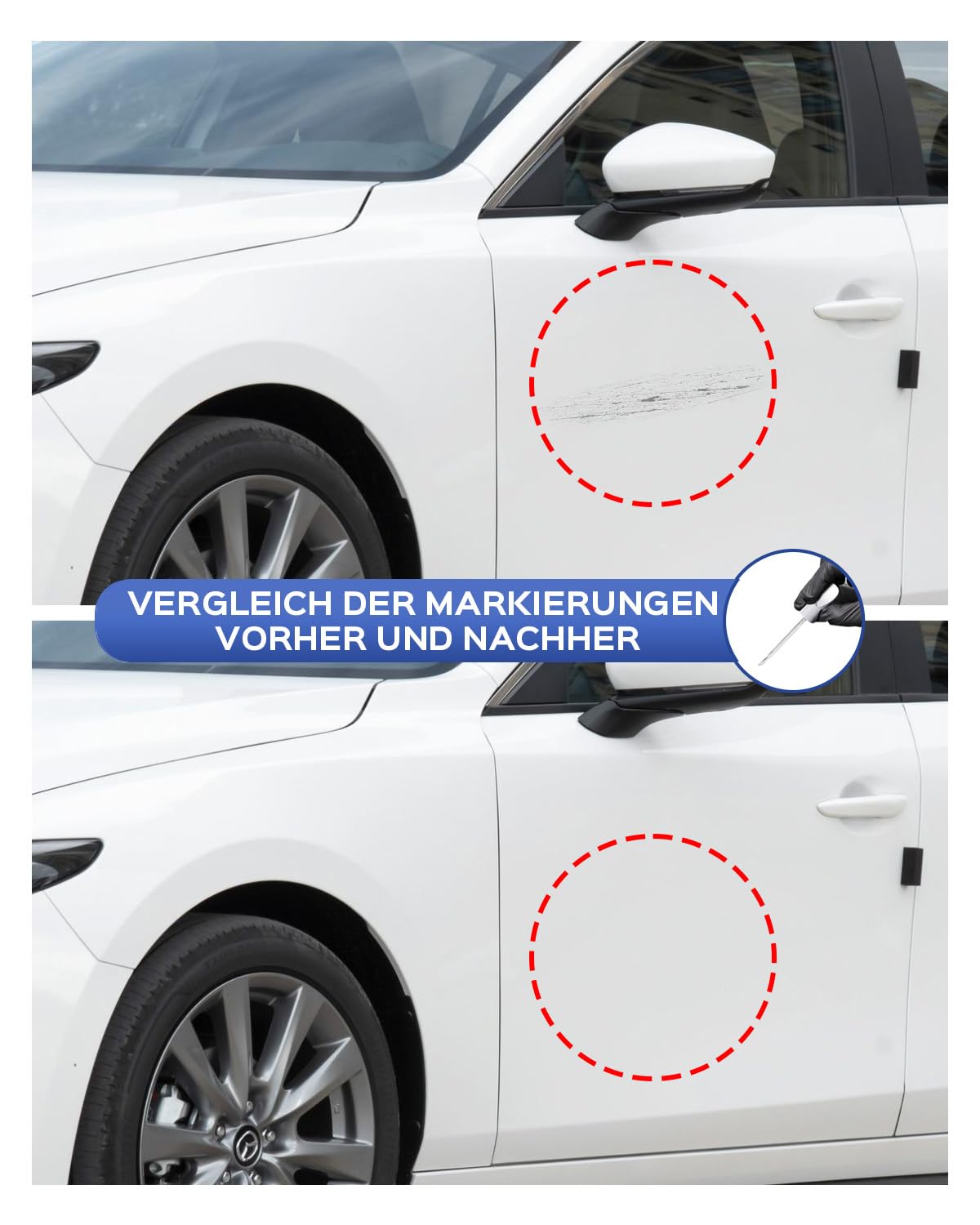 Matita per vernice Mazda A4D Arctic White – Corrispondenza esatta per chip e graffi