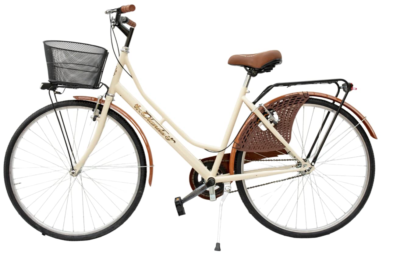 MADICKS Bicicletta Donna da Passeggio Olanda Misura 26 Bici da città Vintage retrò con Cestino Beige