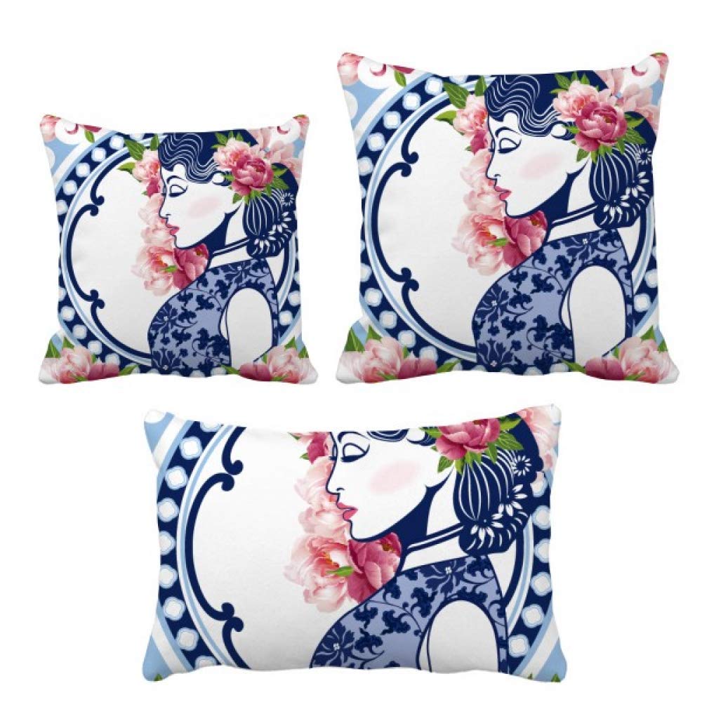 Coussin fleur chinoise femme DIYthinker déco lit et canapé maison