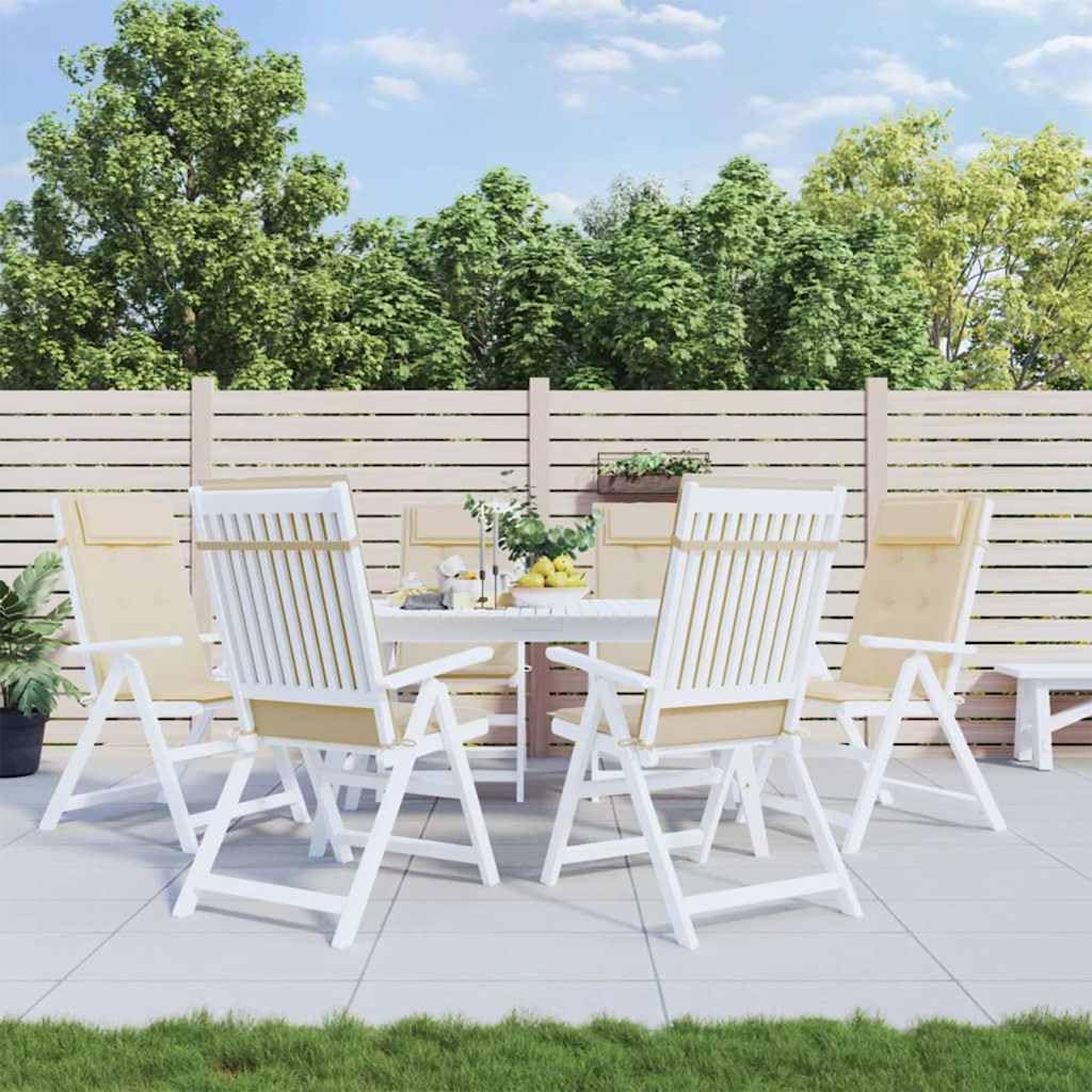 Cojines de respaldo alto, 6 unidades, color beige, tejido Oxford acolchado, ergonómico, suave, impermeable, 120 x 50 cm, para jardín, balcón, terraza, salón, oficina, exterior e interior