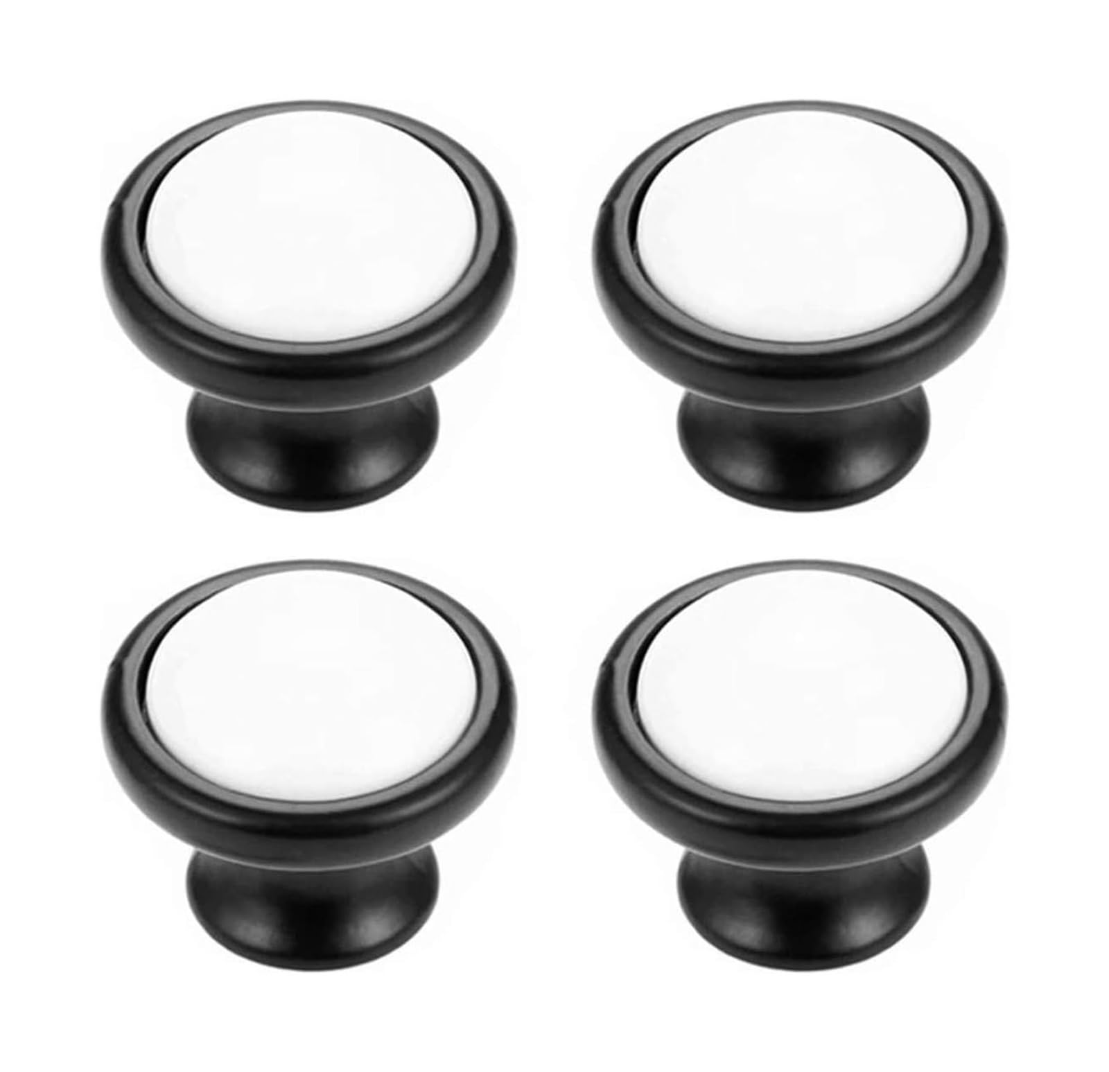 Opeximatun Black Ceramic Drawer Knobs, 4 Pcs Ceramic Cabinet Drawer Pull Handles, Zinc Alloy Base(,Single Hole)
