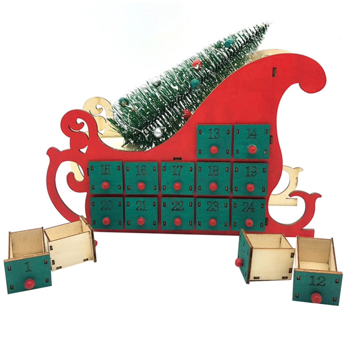 IMIKEYA Weihnachtstischdekoration mit Klassischem Design Grüner Adventskalender für Wohnzimmer und Geschäft Traditioneller Weihnachtskalender für Festliche Dekoration
