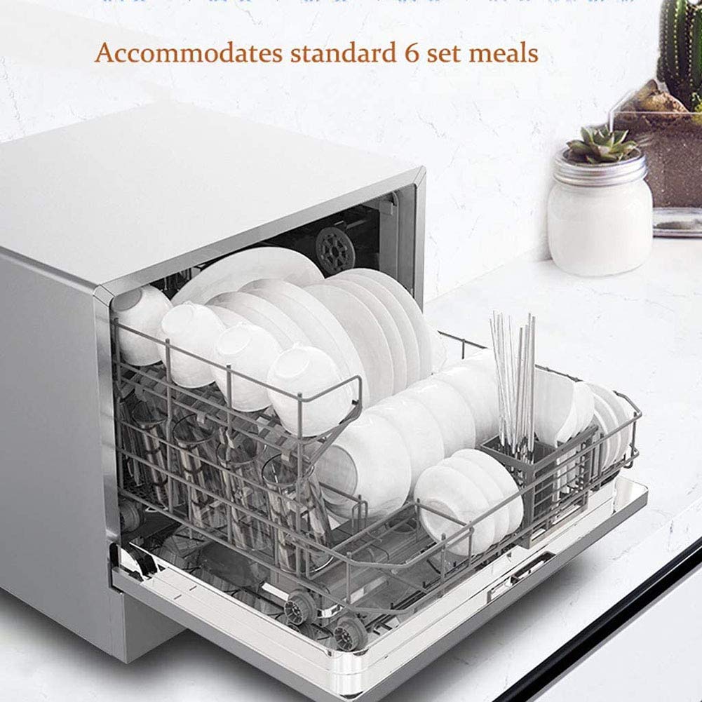 Lavavajillas de sobremesa de 1250 W Lavavajillas automático sobre encimera 5 programas, con 6 Cubiertos, Lavavajillas Integrado en la Cocina, Limpieza rápida, Eficiencia energética, Vajilla
