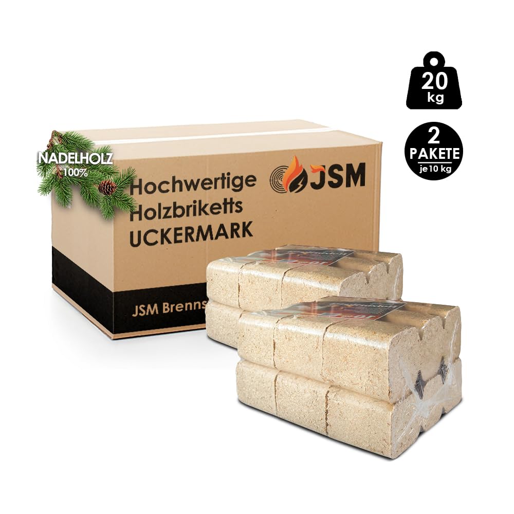 Uckermark Holzbriketts - 2 Pakete, 6 Briketts je Paket