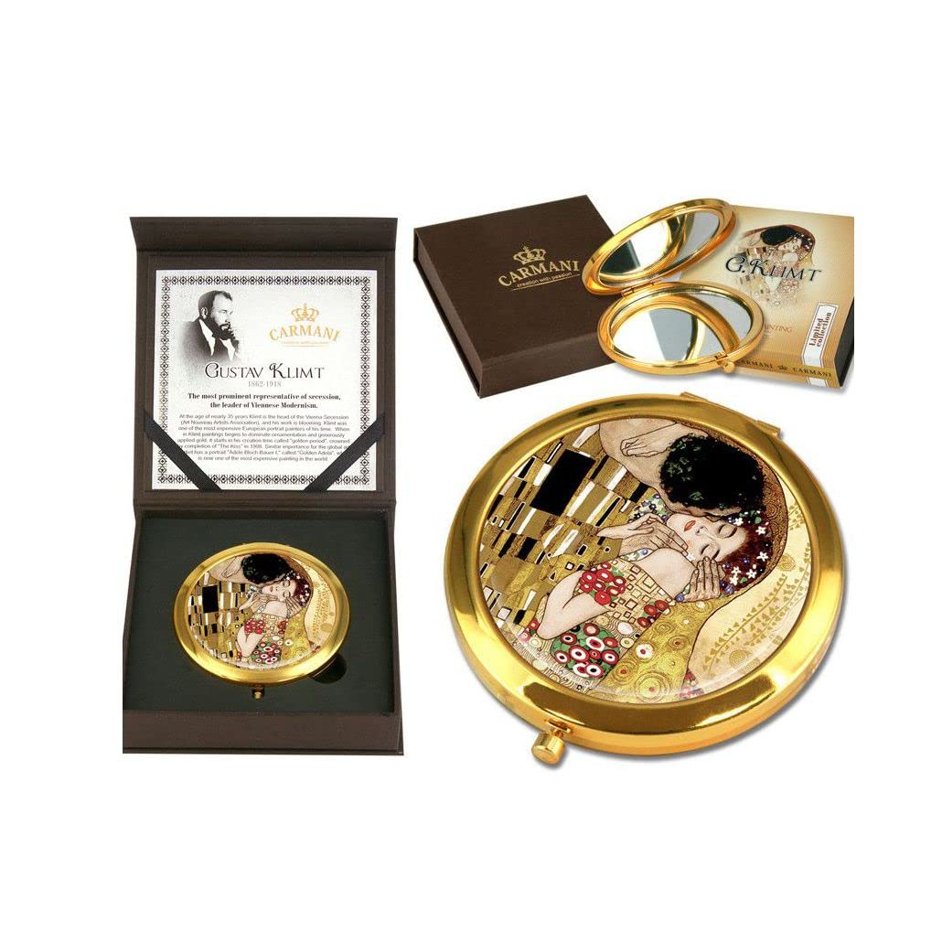 Carmani CR-181-1002, 2.75-Inch Gustave Klimt The Kiss Pocket Mirror, EA