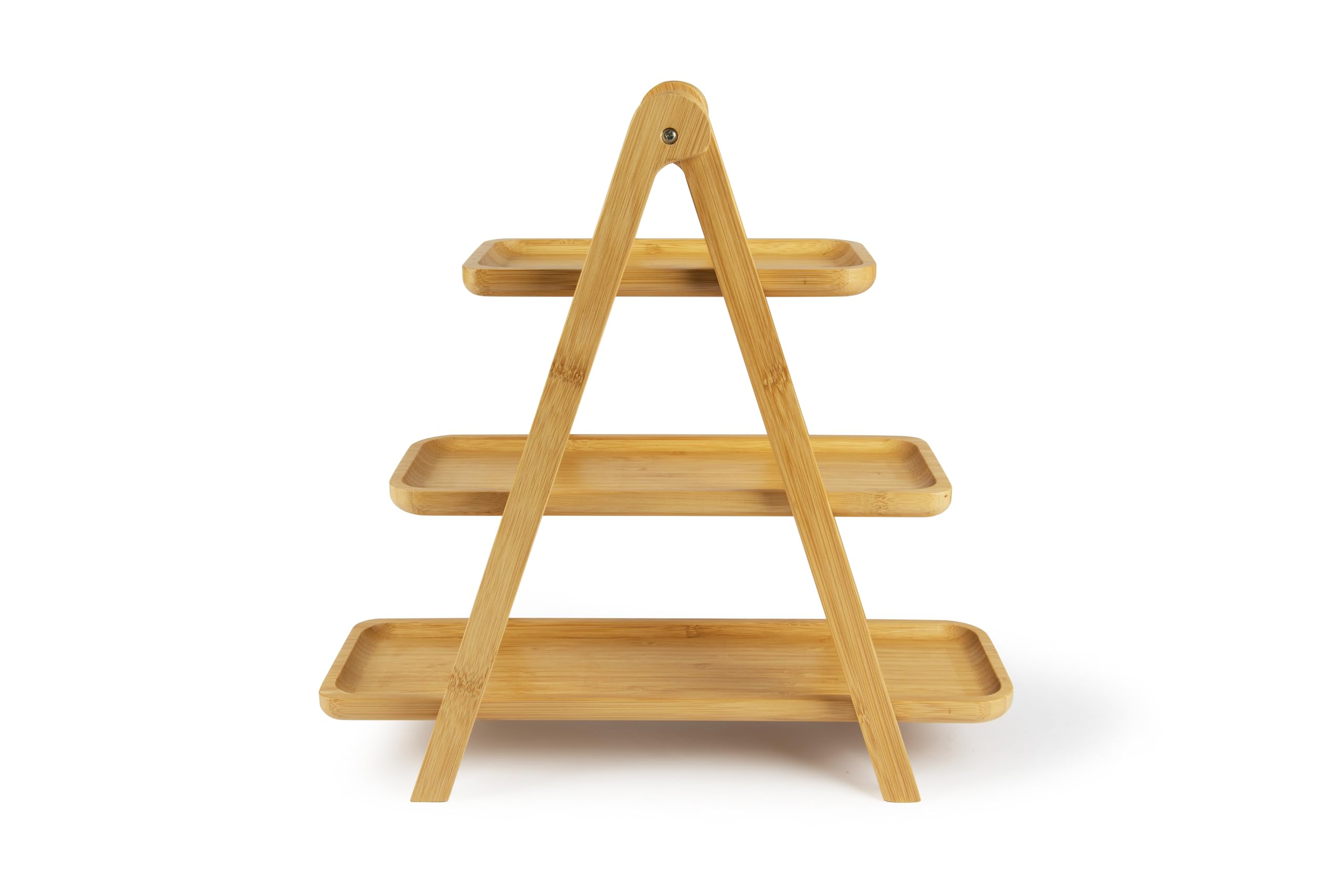 Soporte de 3 Niveles de Madera, 39,5 x 15 x 38 cm, Expositor para Dulces y Aperitivos, Fruta, Pan