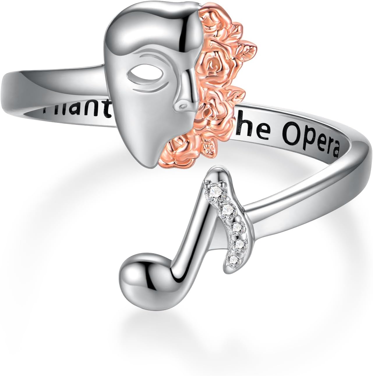 Phantom of the Opera Ring 925 Sterling Silver Phantom of the Opera Mask Pendant Broadway Music Theatre Gifts Jewelry for Women