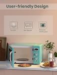 SIMOE Retro Microwave Oven 0.9Cu.ft,900W Compact Countertop Microwave w/5 Micro Power & 8 Auto Cooking, Child Lock, Timer Setting & Glass Turntable, LED Display, Mint Green