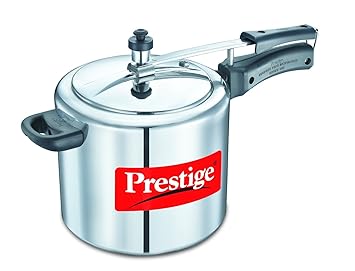 Prestige Nakshatra Plus Flat Induction Base Aluminium Inner Lid Pressure Cooker, 5 Litres, Silver