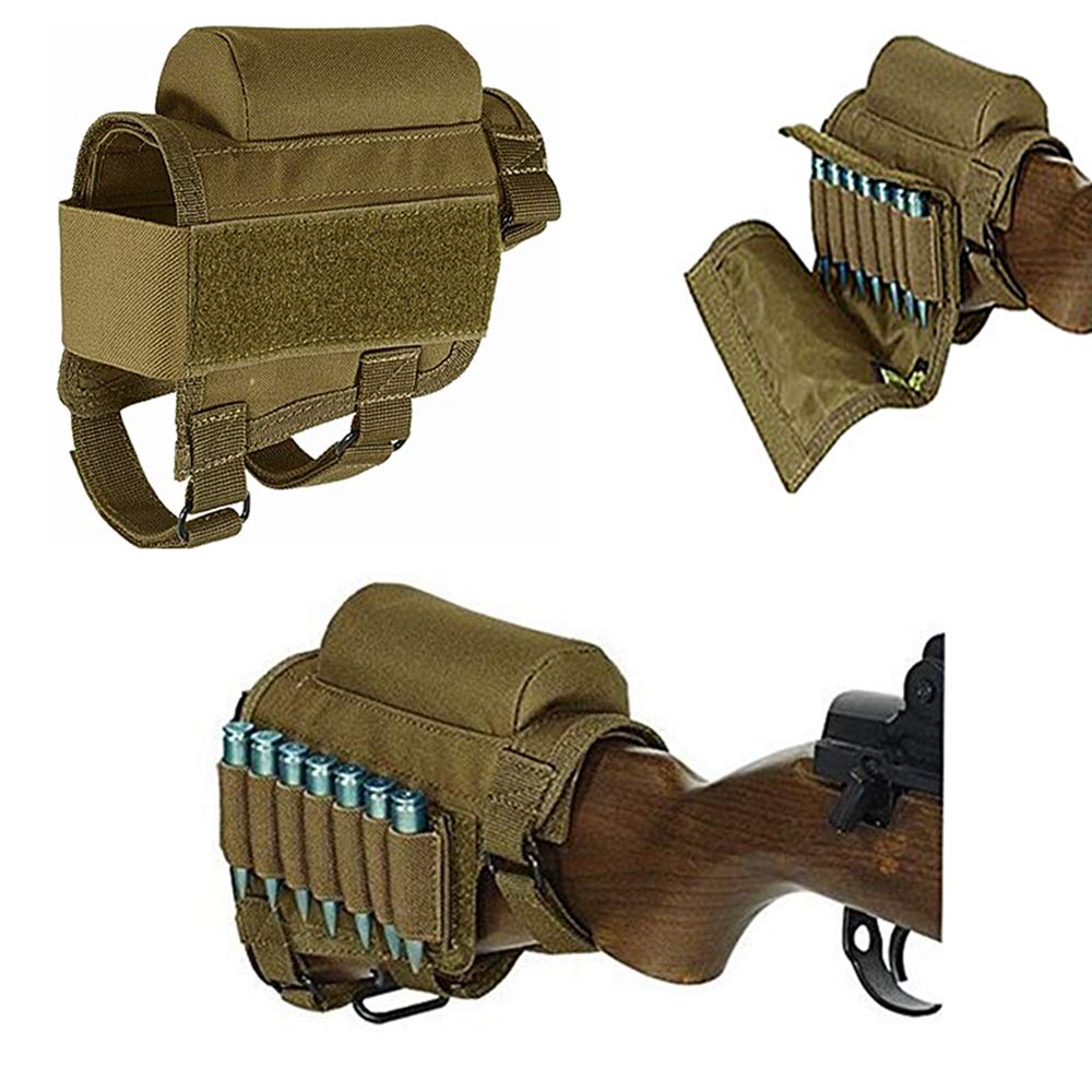 HWZ Rifle Buttstock, Hunting Shooting Tactical Cheek Rest Pad Ammo Pouch with 7 Shells Holder