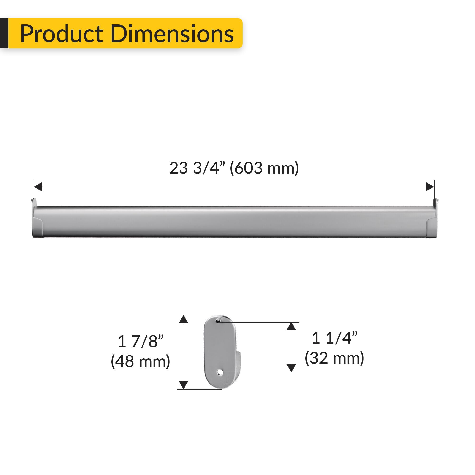 Brixwell QHIW-004 Aluminum Oval Wardrobe Tube 23 3/4