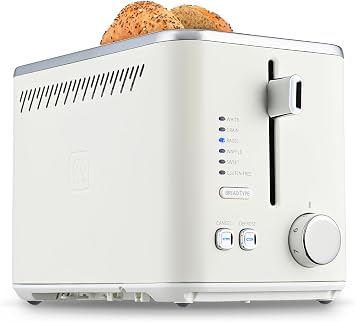 Toastmaster 2-Slice Multi-Function Toaster - Star White with Lever and Dial Controls, Extra Wide Slots, High Rise Toast Lift and Gluten Free Setting, 900W
