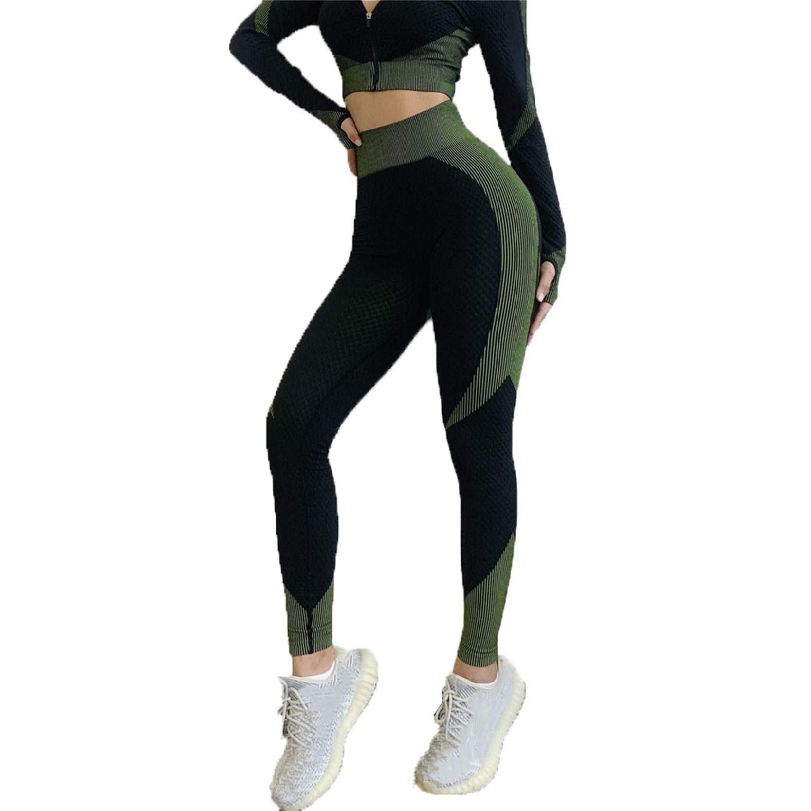 QINGMEN Zwarte Leggings Vrouwen Hardlopen Hoge Taille Buikcontrole Broek Workout Sport Atletische Broek Dames Fitness Rijden, Zwart, L