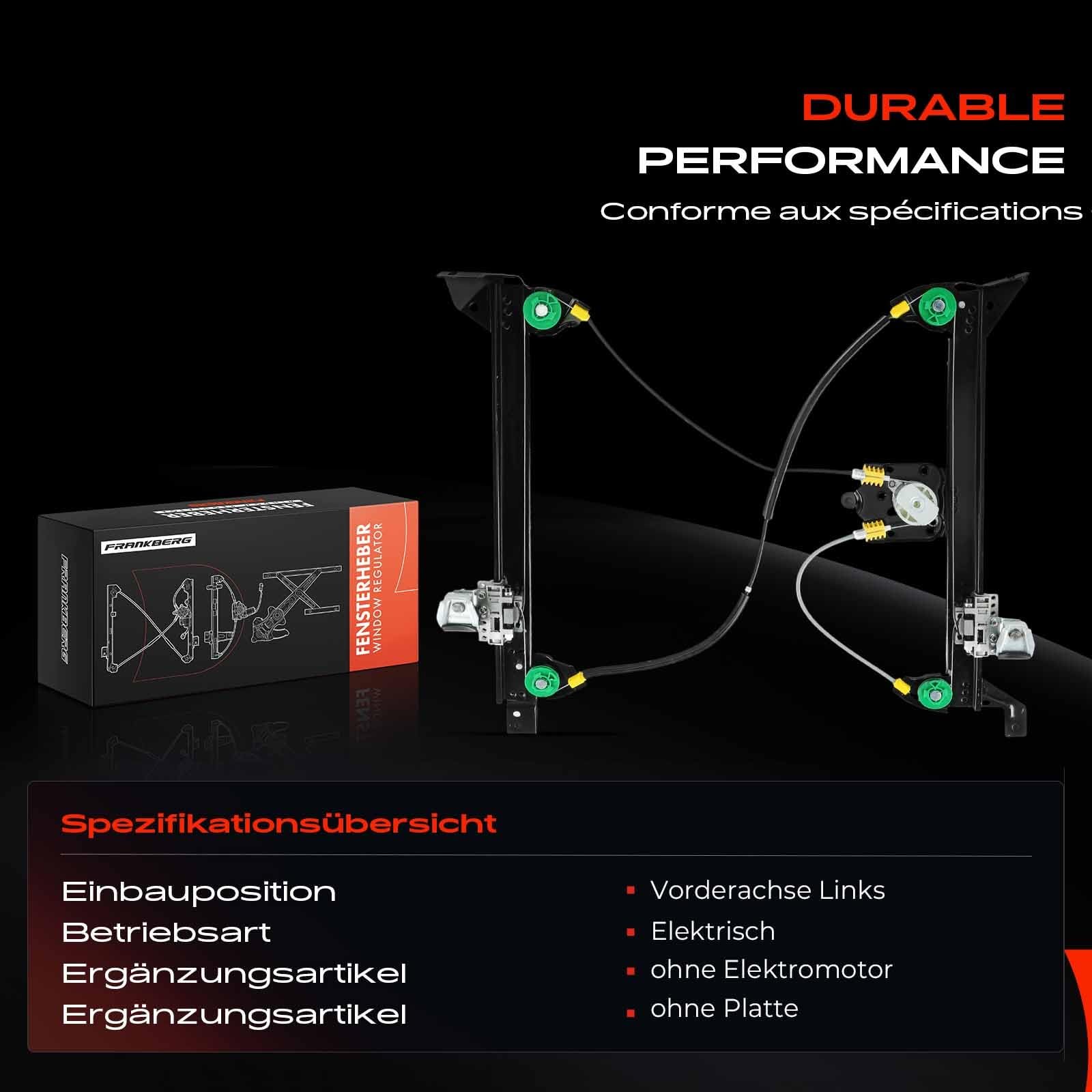 Frankberg Mécanisme de Lève-vitre Électrique avec Komfortfunktion Avant Gauche Compatible avec M.e.g.a.n.e II Coupé-Cabriolet EM0/1 Cabriolet 2003-2009 Remplacer# 8201010930